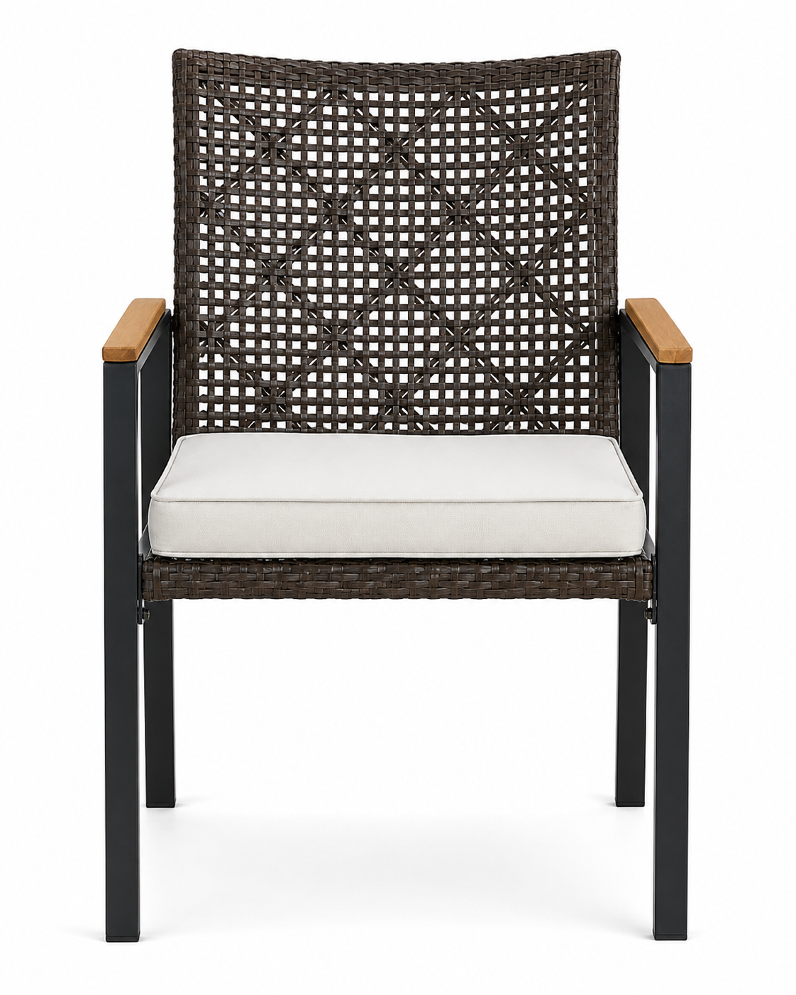 Verano 5-Piece Patio Dining Set with Rattan Chairs and Acacia Wood Table