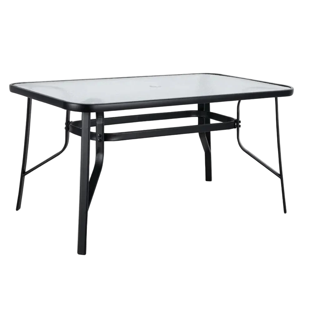 Kara 7-Piece Outdoor Dining Set – Glass Top Table with 6 Sling Chairs