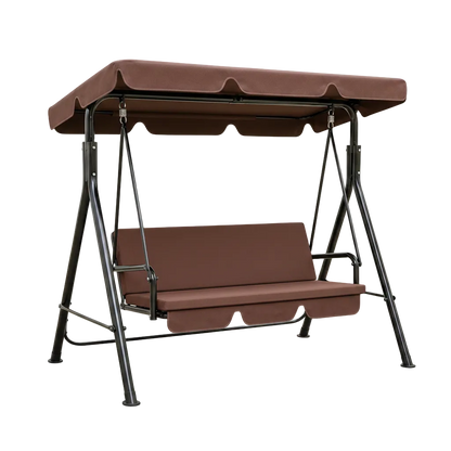 Bliss 3-Person Outdoor Patio Swing with Adjustable Canopy and Cushions – Brown