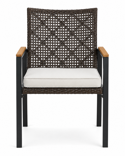 Verano 5-Piece Patio Dining Set with Rattan Chairs and Acacia Wood Table