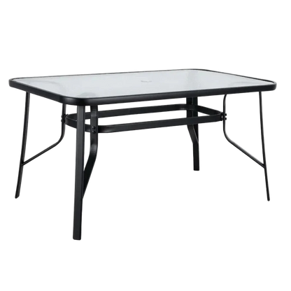 Kara 7-Piece Outdoor Dining Set – Glass Top Table with 6 Sling Chairs