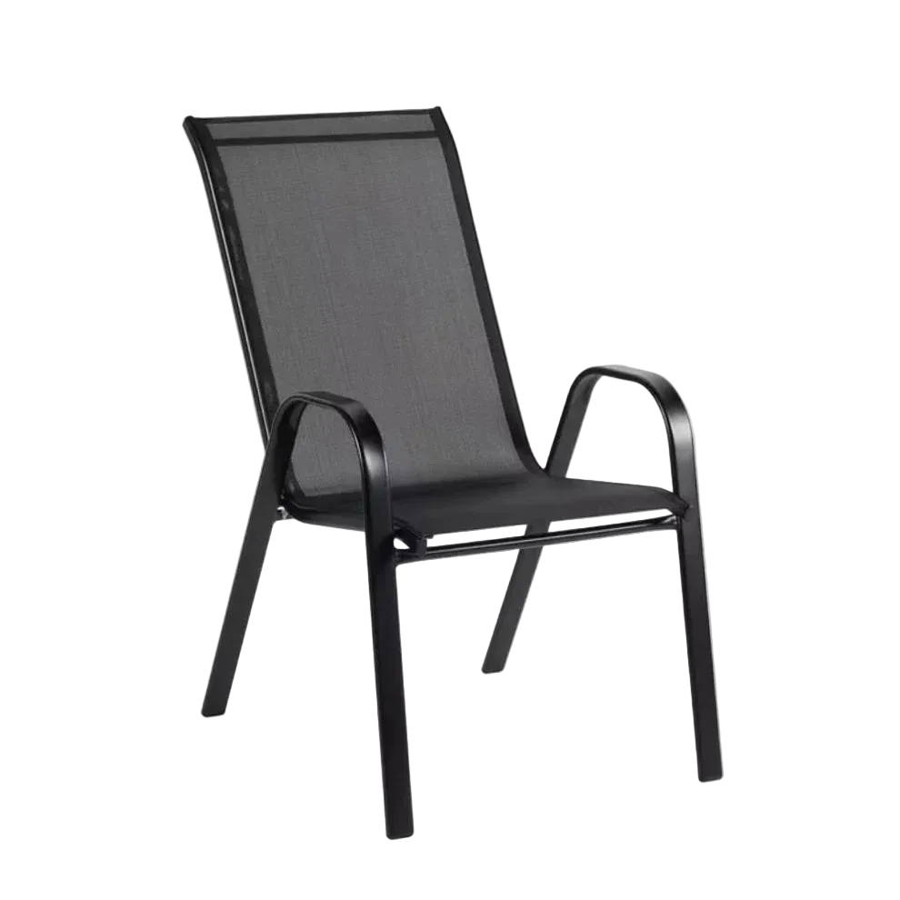 Kara 7-Piece Outdoor Dining Set – Glass Top Table with 6 Sling Chairs