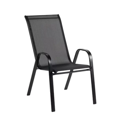 Kara 7-Piece Outdoor Dining Set – Glass Top Table with 6 Sling Chairs